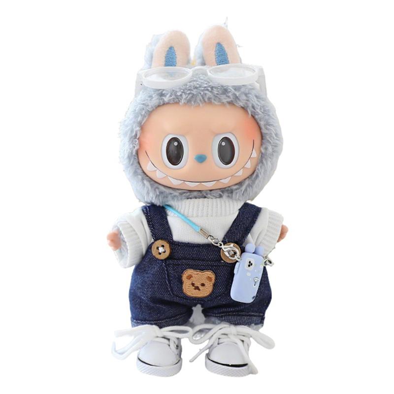 

6 предметов одежды для кукол Лабубу, аксессуары, стильный комплект одежды Kawaii, подходящий для кукол Лабубу ростом 15–17 см, комплект одежды для кукол