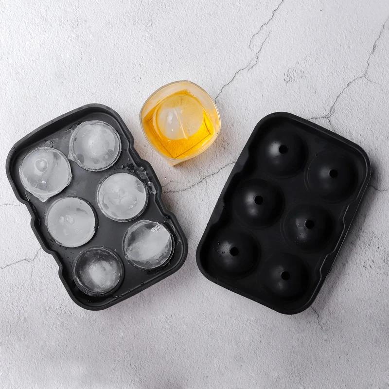 4/6 Grid Silicone Ice Cube and Ball Holder Set - DIY Ice Mold Maker for Whiskey, Cocktails