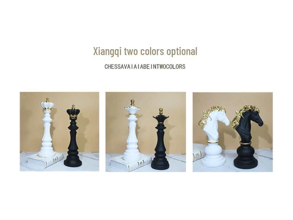 Black and White Chess Piece Resin Figurine for Creative Home Decor