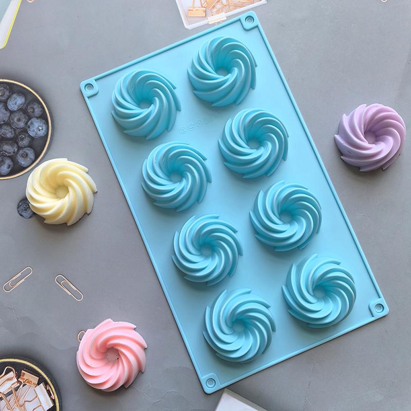 Porous Spiral Cake Silicone Mold Baking Tool Doughnut Chocolate Jelly Ice Cube Mold Biscuit Decor Making Soap Candle Mould Gifts