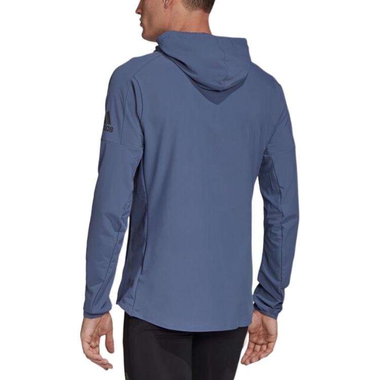 Adidas Striped Comfortable Zip-Up Hooded Long Sleeve Jacket Men Jacket Blue FJ6583