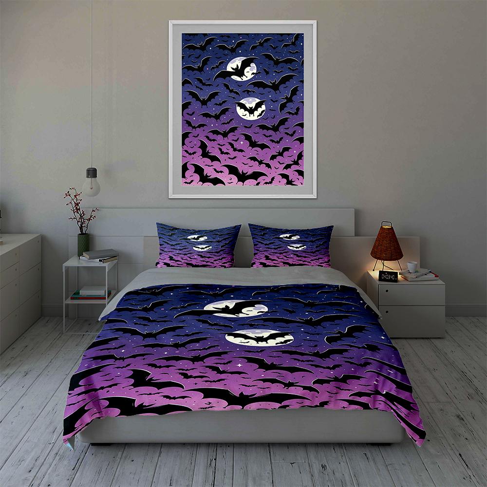 Flying bats silhouette. Bedding Duvet cover sets Duvet covers Pillowcases gifts (1 * Duvet Cover 2 * Pillowcases, without duvet insert)