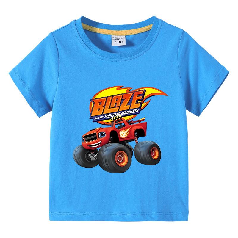 2025 Summer Kids Blaze And The Monster Machines Cartoon Funny Tshirt Childrens Short Sleeved Tees Girls Boys Tops Clothes