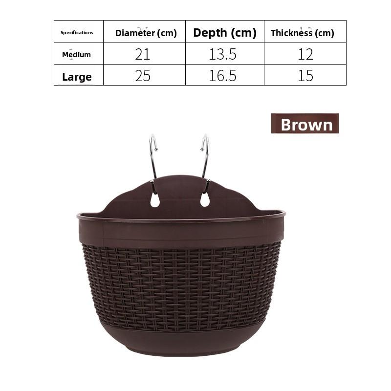 Semi-Circular Wall-Mounted Flower Pot Plastic Imitation Rattan Hanging Succulent Green Radish Special Balcony Decoration Contain