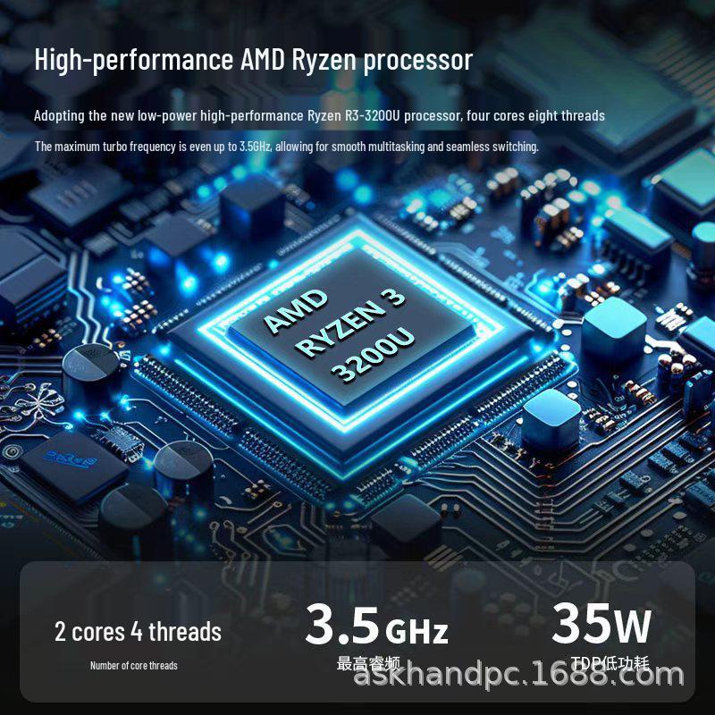 

Мини-ПК AMD Ryzen R3-3200U: Портативный компьютер для офиса, игр и программирования ИИ Black No RAM + No Storage