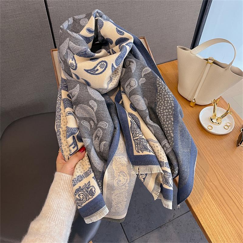 2025 Bohemia Style Paisle Luxury Winter Warm Women Scarf Imitation Cashmere Thicken Shawl Pashmina Female Wrap Blanket Foulard