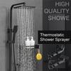 360° drehbares Thermostat-Duschbrausen-Mischbatterie-Set, 3/4-Geschwindigkeit, einstellbare feste/intelligente Temperaturregelung, schwarz