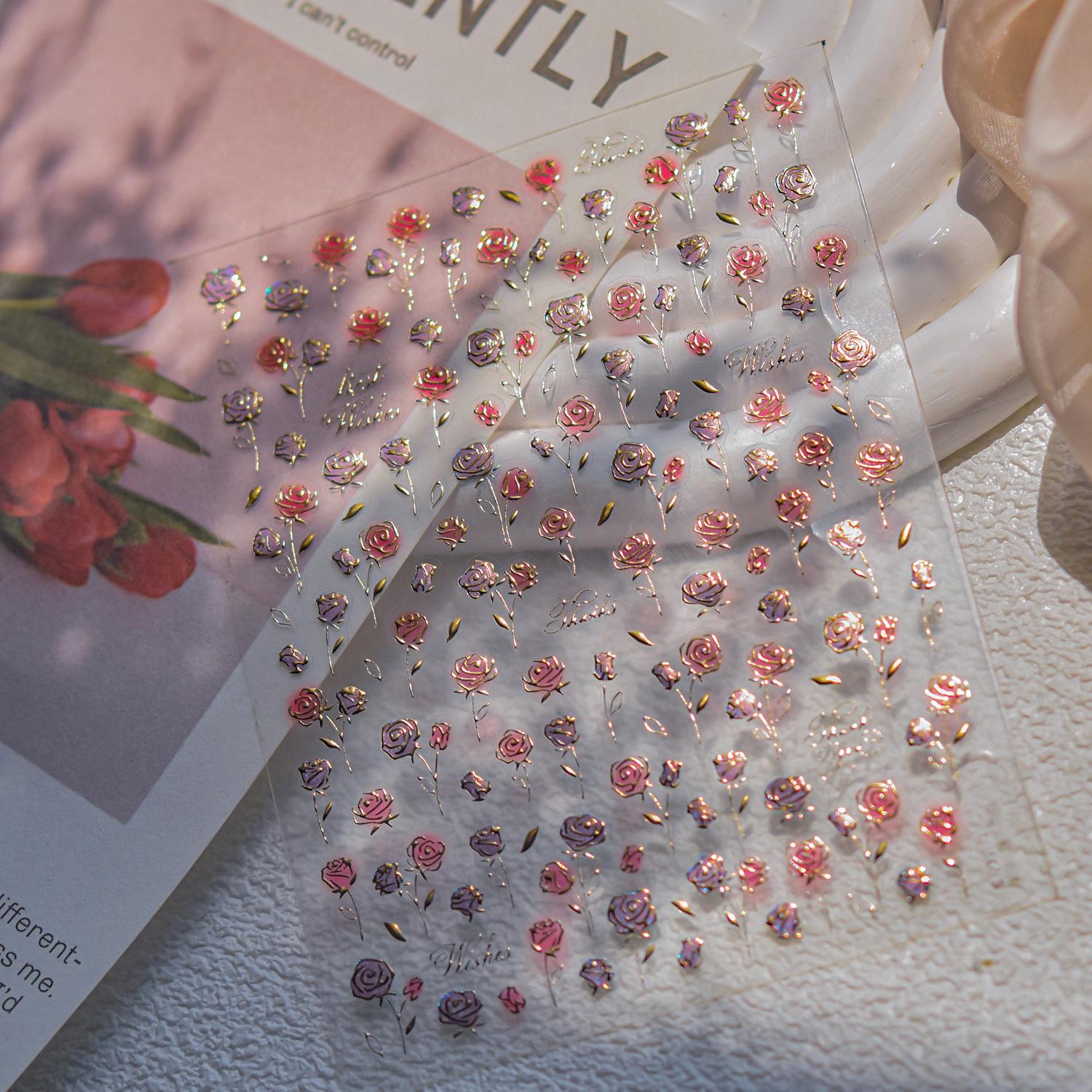 

Tomoni Retro Blush Rose Metal Nail Stickers for Phones