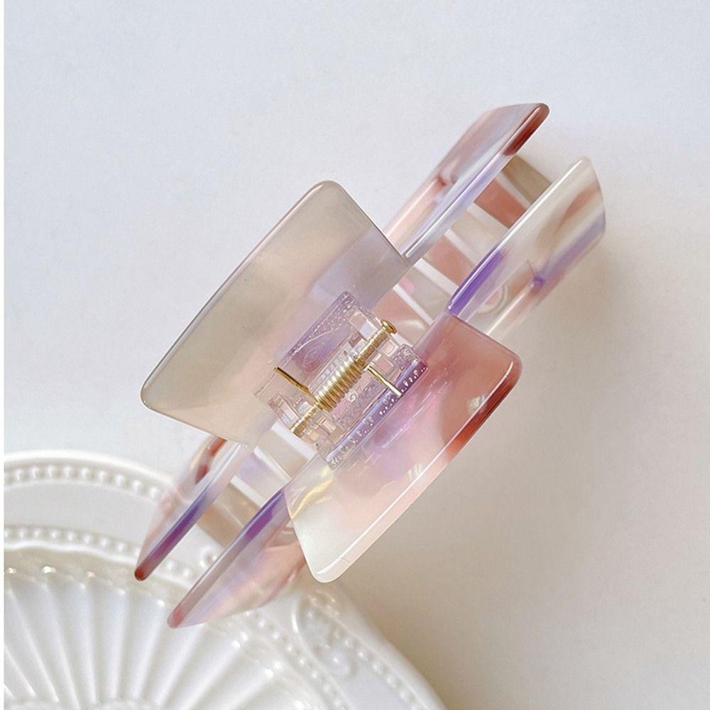 French Style Rectangular Hollow Hair Claw Colorful Shark Clip Acetic Acid Hair Clip  Travel