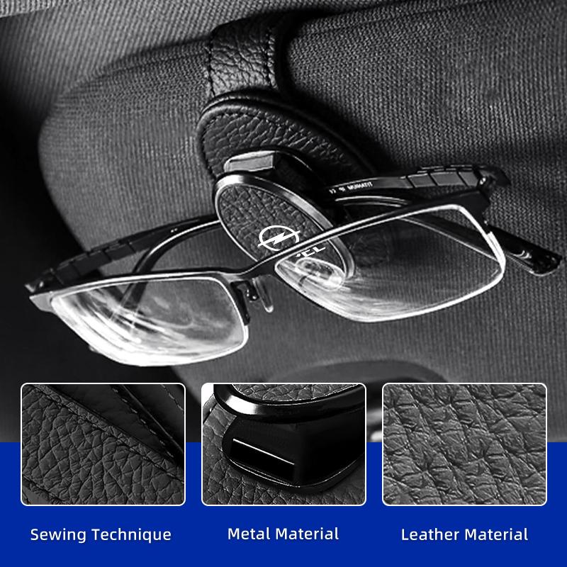 Clip Porte-Lunettes de Soleil en Cuir pour Voiture Pare-Soleil Porte-Lunettes pour Opel Corsa Insignia Vectra Zafira Meriva Mokka Vivaro Antara Ampera