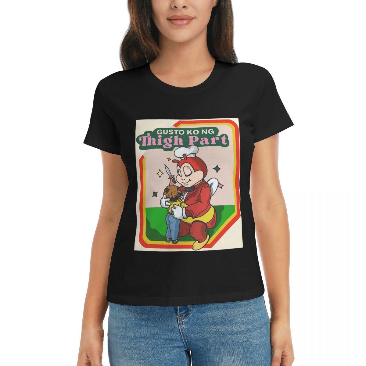 

Women TShirt Jollibee Chickenjoy Retro Book Print Summer Short Sleeve Tees ONeck Cotton T Shirts Clothes Tops Streetwear 4XL