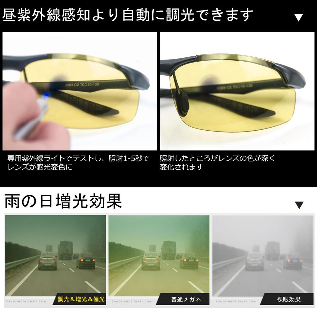 YAYGOD Photochromic Night Day and Night Polarized Sunglasses Color Photochromic Sports UV400 Ideal for Nighttime Outdoor and Sunglasses, Brightening,