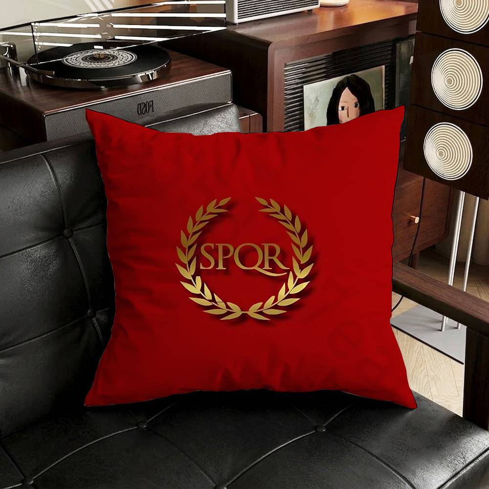 Retro Spqr Roman Empire Pillow Case Antidustmite Pillowcase Invisible zipper silky short plush Sofa cushion cover