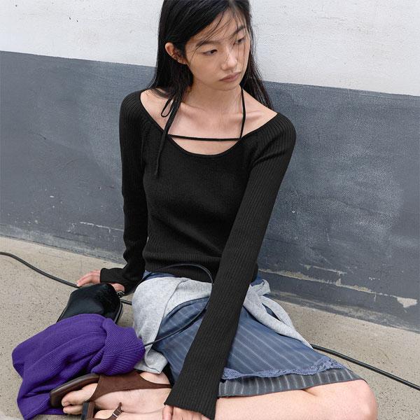 ATELIER NAIN (T-7296)Ballet Ribbed String Knit