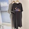 Mid-length Dress Long Skirt Women's Summer Trendy New Korean Style Loose Pure Cotton Short-sleeved T-shirt Dress