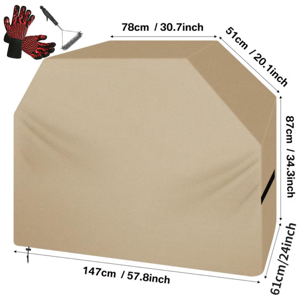Grill Cover Waterproof Heavy Duty BBQ Covers with Cleaning Brush & Barbecue Gloves Burner Gas BBQ Covers Outdoor Barbecue Cover