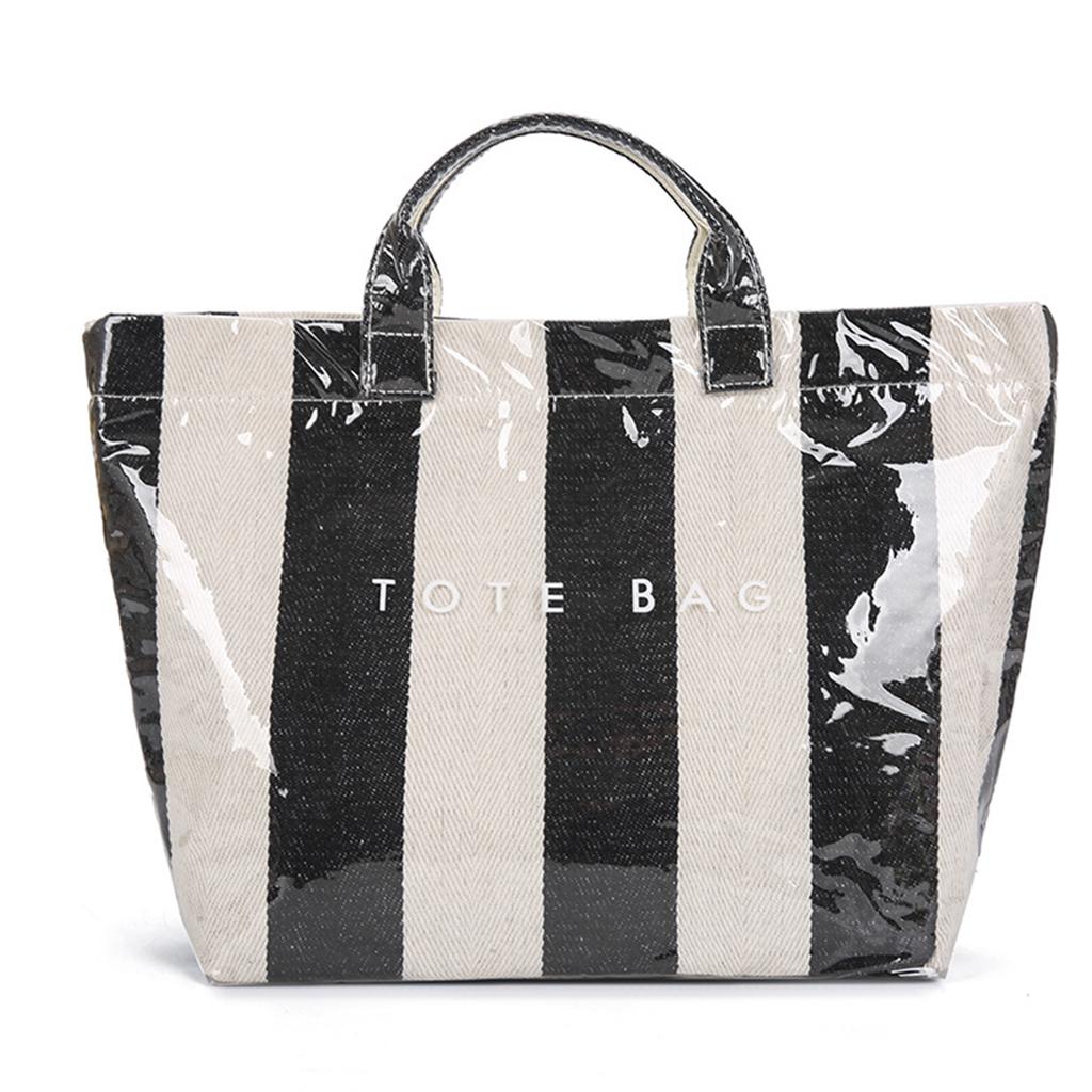 Ladies' Fashion Striped Large Capacity Handbag
