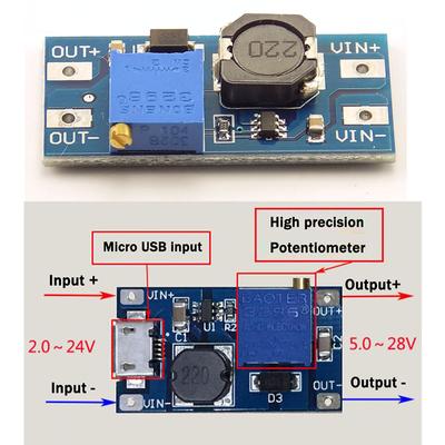 4 adet Güç Kaynağı DC-DC Ayarlanabilir Boost Modülü MAX Çıkışı 28 V 2A Plaka Yükseltme Modülü Arduino MT3608
