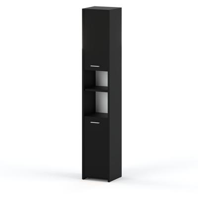 Black Standing Bathroom Cabinet 6 Shelves for Loft Bathroom