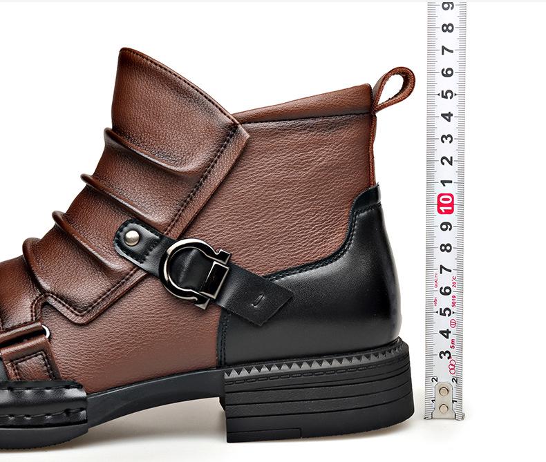 Men's Autumn Retro British Style Martin Boots with Side Zipper and Plush Lining - Short Chelsea Motorcycle Boots