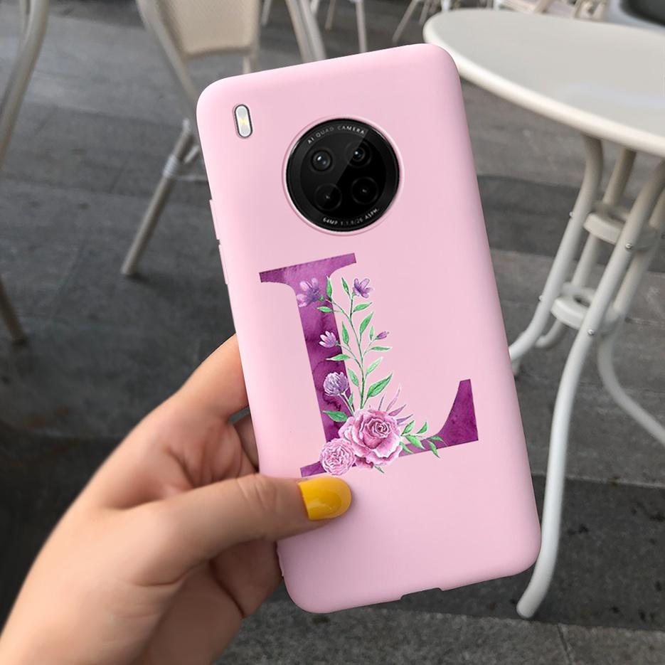 For Huawei Y9a 2020 Case 6.63'' Cute 26 Letters Cover Case For Huawei Y9a Y 9a Soft TPU Fundas HuaweiY9a Shockproof Phone Bumper