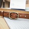 Belt retro copper button head belt new belt width simple versatile pin buckle belt hand-polished