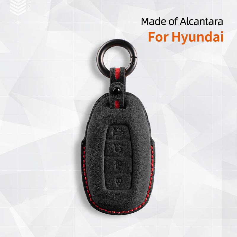 Alcantara Suede Car Key Case Cover Shell For Hyundai N Line Verna Solaris Elantra Azera Kona Encino Grandeur Palisade I30 Ix35