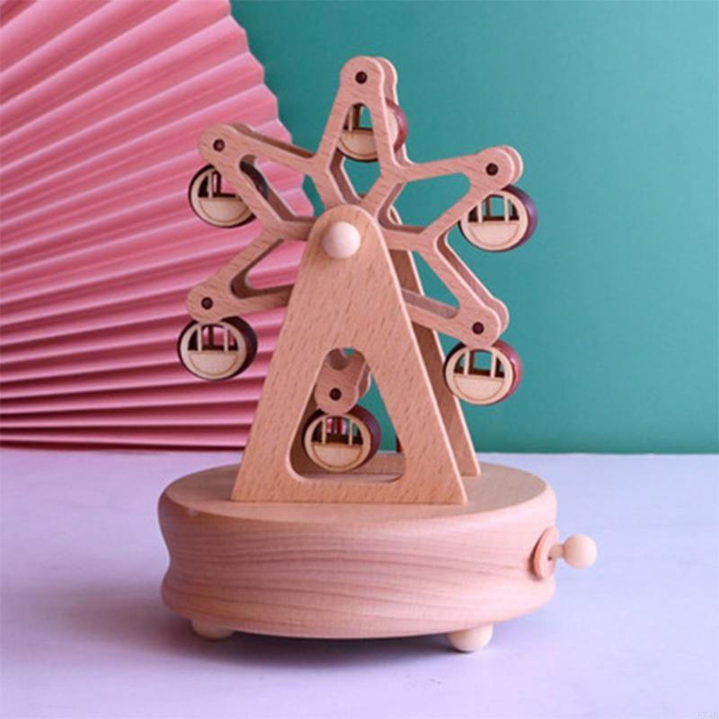 KX4B Romantic Rotating Wooden Music Box Handcraft Collection Home Decorations Christmas Valentine's Day Birthday Gifts