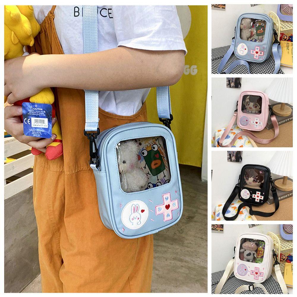 

PU Y2K Color Itabag Cotton Doll Bag Сумка через плечо Милые прозрачные сумки для путешествий розовый