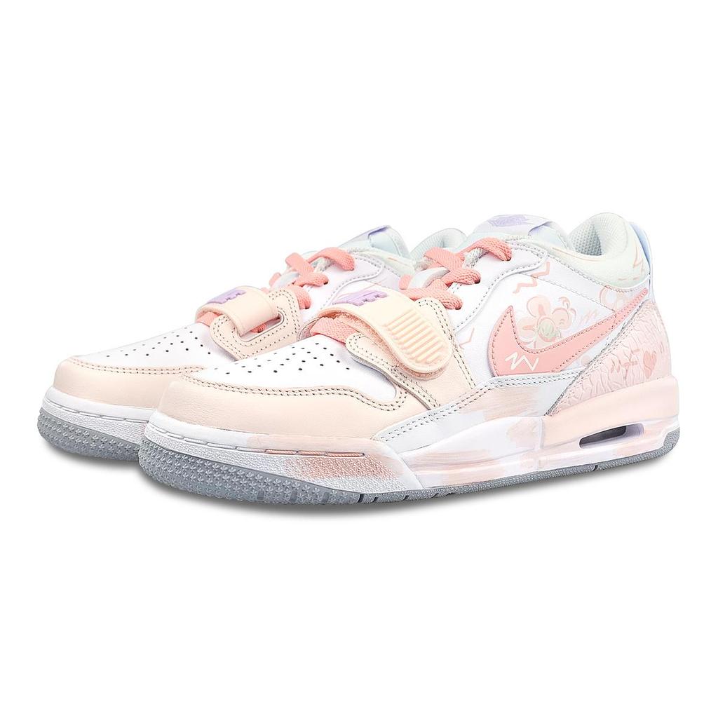 Jordan Legacy 312 Slip Resistant Abrasion Resistant Low Top Vintage Basketball Shoes Women's White Pink HF0747-151(Team47-312F)