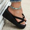 Fashion Slippers for women in summer, flip flops without heels, thick-soled wedge heels, sandals, flat soles