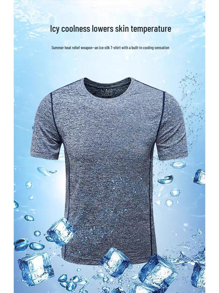 Męska Koszulka Sportowa z Krótkim Rękawem Plus Size Szybkoschnąca Jedwab Lodowy