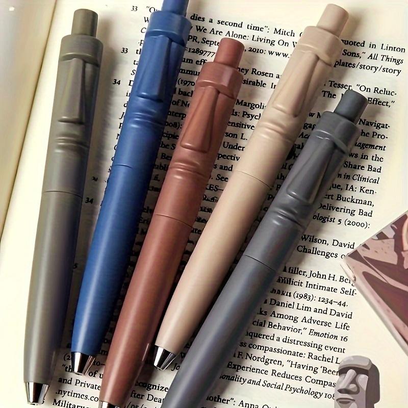 5pcs Stone Statue Click Pens, High Capacity Chubby Pens for Smooth Writing and Comfortable Use