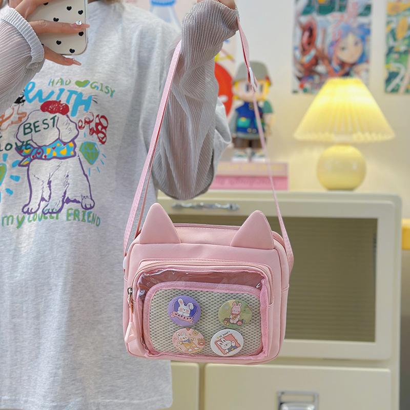 Ins Style Fashionable Transparent Rabbit Ear Pain Bag Fresh and Sweet Student Messenger Bag Cute Versatile Mobile Phone Bag