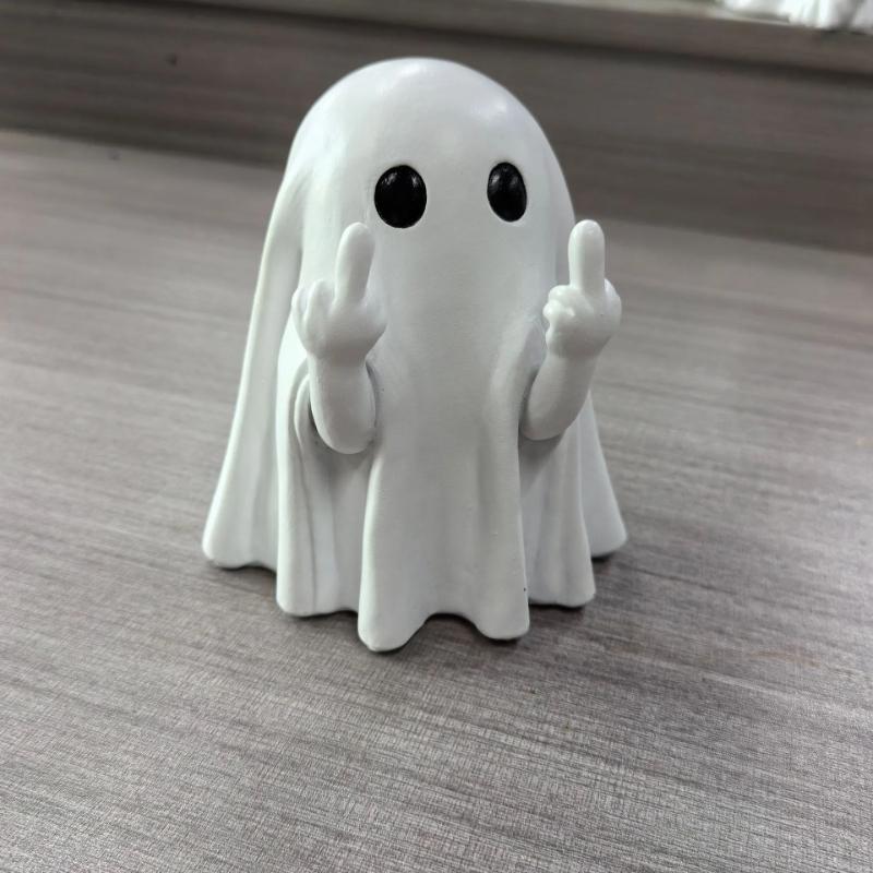 Halloween Ghost Middle Finger Statue Cute Small Scary Figurine Home Decorations for Coffee Table