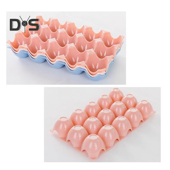 HOW-E 2Pcs Eggs Rack Multi-Color Reusable Plastic 15 Grids Eggs Storage Plate for Kitchen