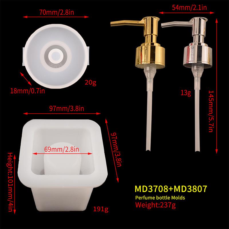 

Flower Card Diy Crystal Epoxy Perfume Bottle Mold Hand Sanitizer Bottle Mold Storage Bottle Sub-bottling Silicone Mold square suit