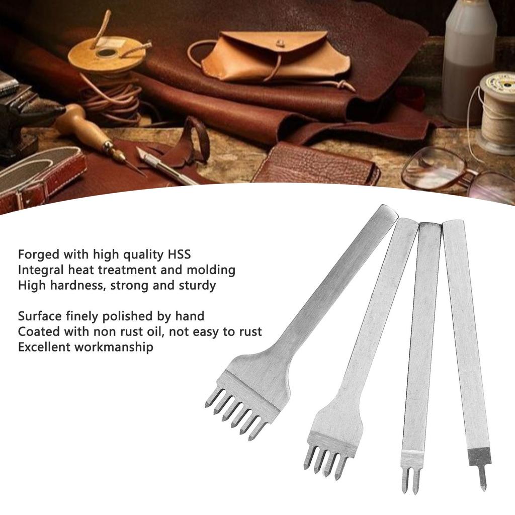 Rhombus Lacing Stitching Chisel Set Leather Craft Kits HSS Punching Stamping Prong Chisel