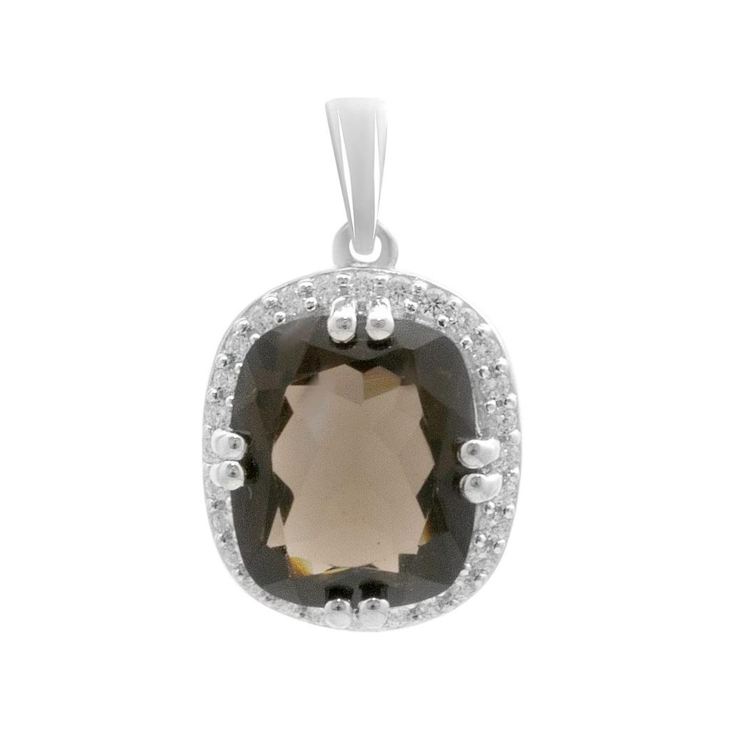 Silver Pendant with Rauchtopaz (smoky Quartz) 5.095ct, with Cubic Zirconia (2178811)