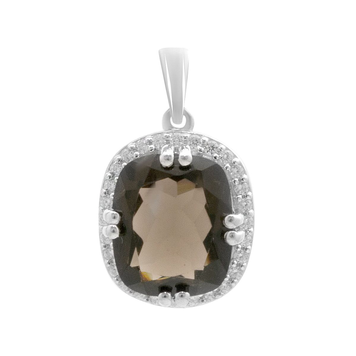 

Срібна підвіска з раухтопазом (димчастим кварцом) 5.095ct, фіанітами (2178811) смокі топазу кольору