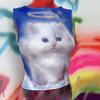 Y2K Blue Kitten Print Fitted Vest Top
