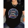 Short Sleeve T-Shirt for Women, Polyester Fabric, Lightweight and Durable, Little Little Dreamer Print Design, Perfect for Casual Wear At Home Cafe,