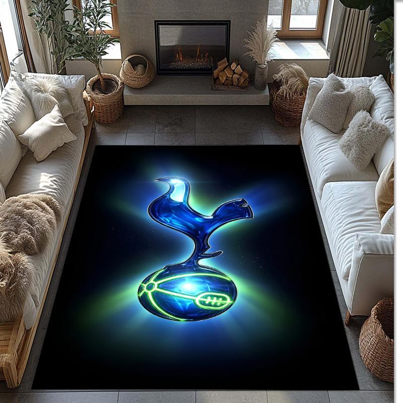 Tottenham Hotspur Theme Rug Soft Crystal Velvet Area Rug Non-Slip Floor Carpet for Living Room Bedroom Nursery