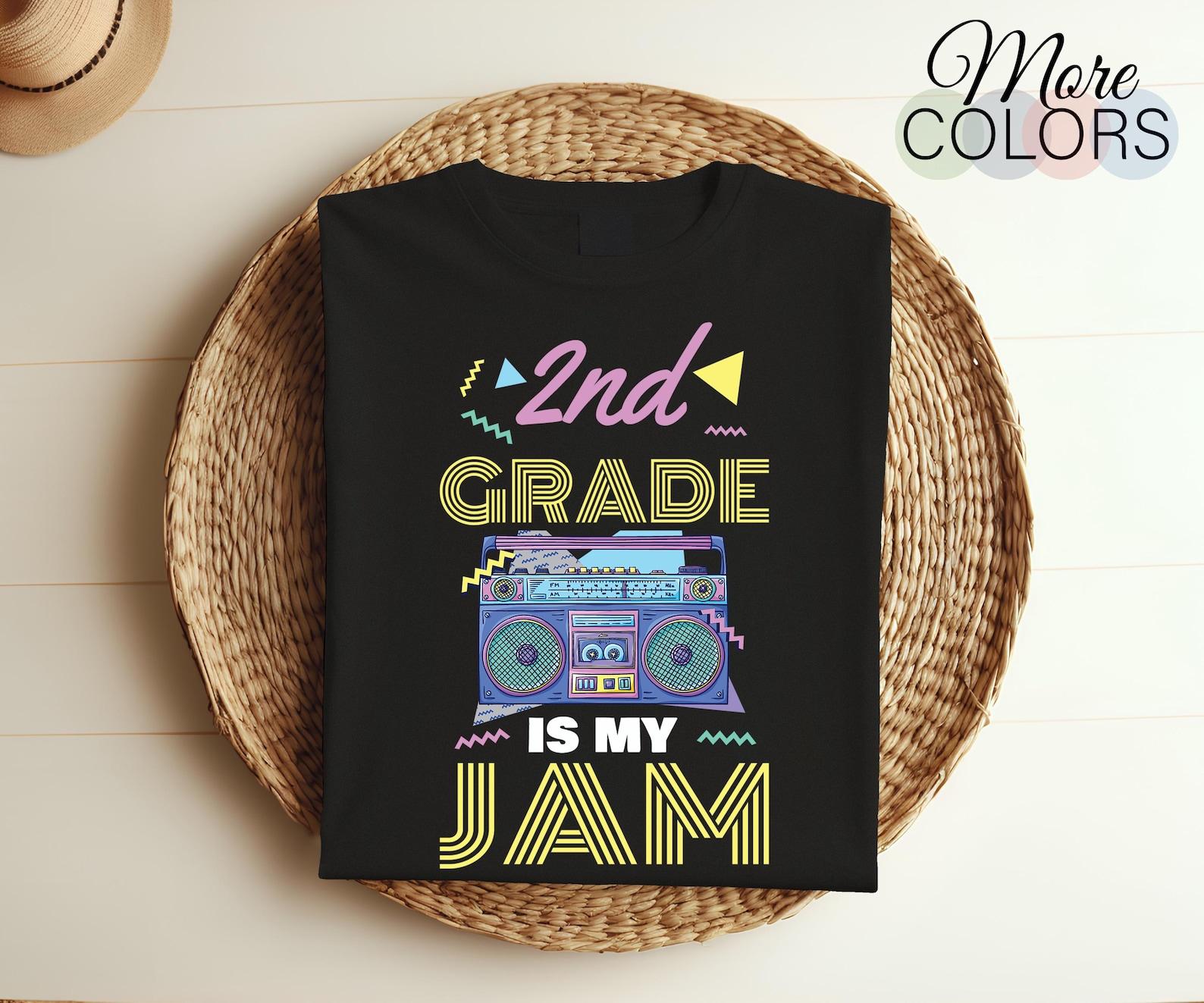 2nd Grade Is My Jam Two Vintage 80s Boombox Teacher Student T-Shirt, Back To School Second Grade First Day, 100 Days Of School, Field Day, 160