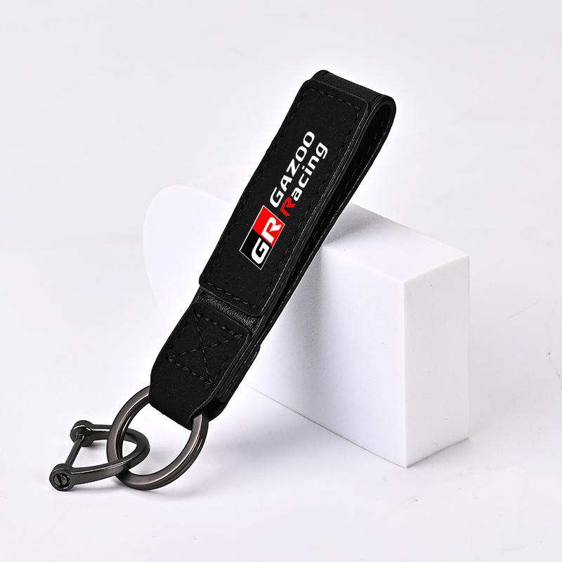 

Luxury Suede Leather Car Keychain Key Ring Pendant For Toyota GR Sport Gazoo Racing Yaris 86 Corolla Hilux Supra C-HR Accessory