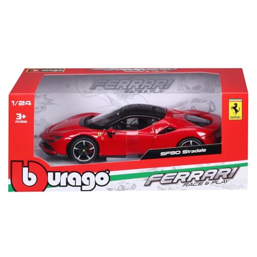 Bburago 1/24 Scale Ferrari SF90 Stradale Red [Open Engine Compartment Version] / Diecast Model Car, Finished Product, 18-26028(CN)