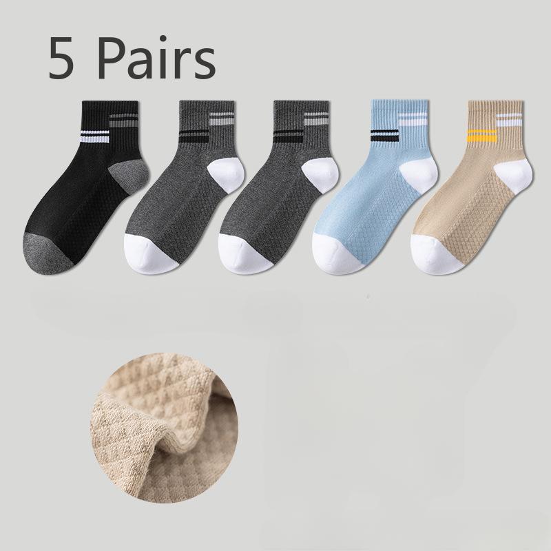 5 Paia di Calzini Uomo Estivi Sottili in Cotone Anti-odore Antibatterici a Metà Polpaccio Resistenti Calzini Sportivi Estivi da Basket Uomo Traspiranti