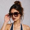 Vintage Sunglasses for Women Fashionable Square Gradient Colored Glasses with Brown Black Contrasting Design Sun Glasses