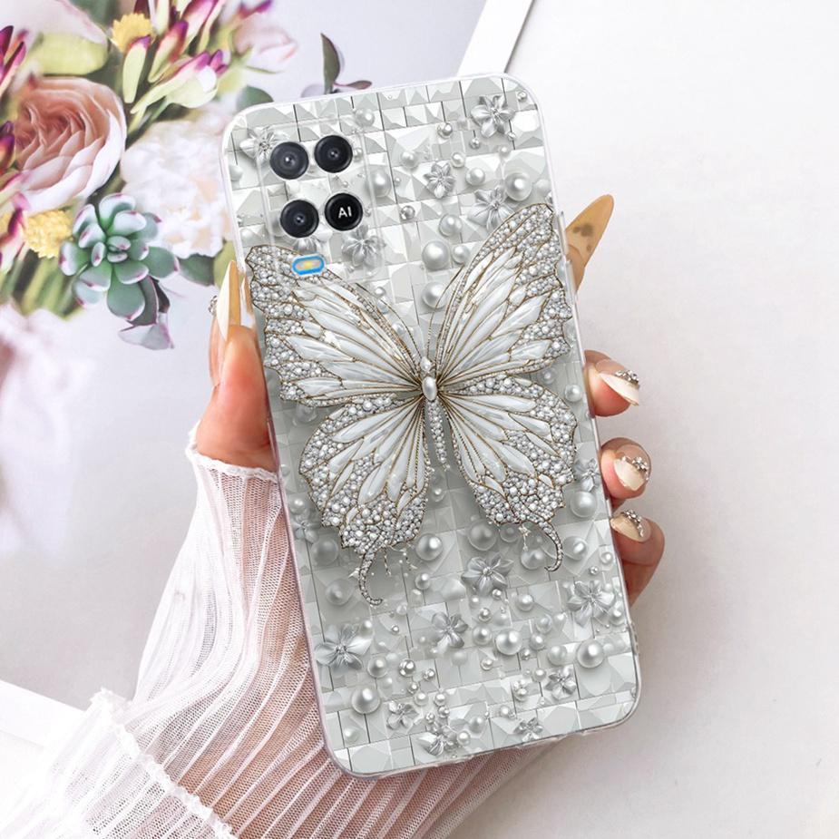 For Oppo A54 4G Case CPH2239 Luxury Butterfly Painted Cover Soft Silicone Phone Case For Oppo A54 5G A 54 s OppoA54s Fundas Bags
