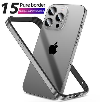 Stoßstangenhülle für iPhone 16 Pro Max 15 14 Plus 13 12 Mini 11 12Pro 15Pro 14pro iPhone16 16Plus Metall Titangrau Telefonzubehör